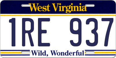 WV license plate 1RE937