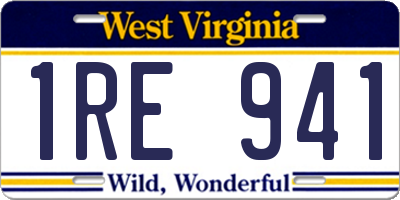 WV license plate 1RE941