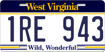 WV license plate 1RE943