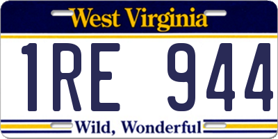 WV license plate 1RE944