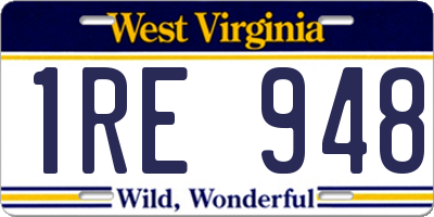 WV license plate 1RE948