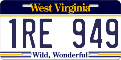 WV license plate 1RE949