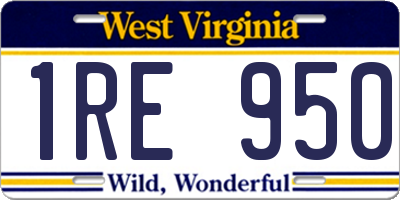 WV license plate 1RE950