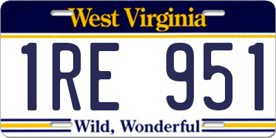 WV license plate 1RE951