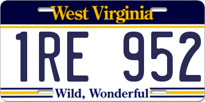 WV license plate 1RE952