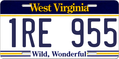 WV license plate 1RE955