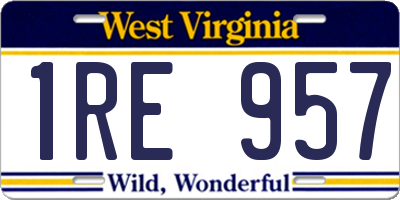 WV license plate 1RE957