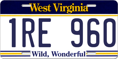 WV license plate 1RE960