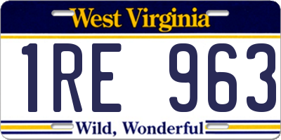 WV license plate 1RE963