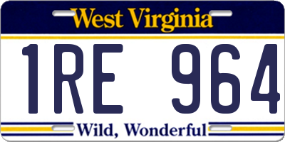 WV license plate 1RE964