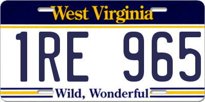 WV license plate 1RE965
