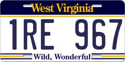 WV license plate 1RE967