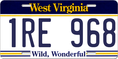 WV license plate 1RE968