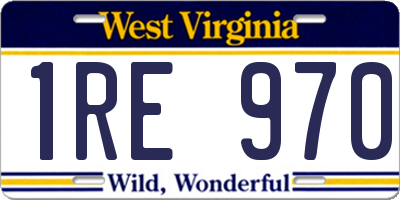 WV license plate 1RE970