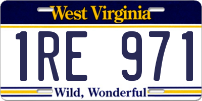 WV license plate 1RE971