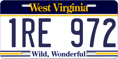 WV license plate 1RE972