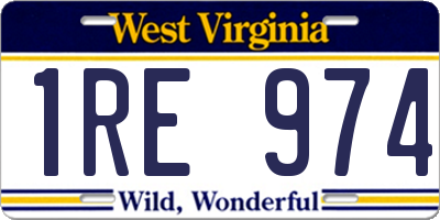 WV license plate 1RE974