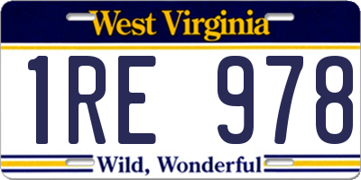 WV license plate 1RE978