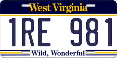 WV license plate 1RE981