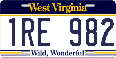 WV license plate 1RE982