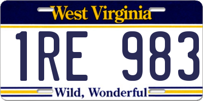 WV license plate 1RE983