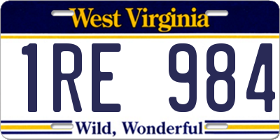 WV license plate 1RE984