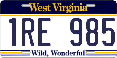 WV license plate 1RE985