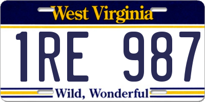 WV license plate 1RE987