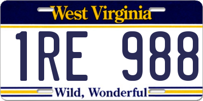 WV license plate 1RE988
