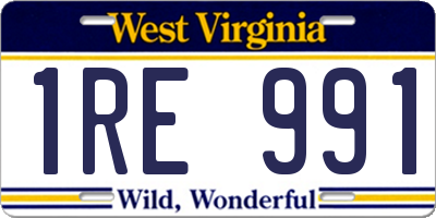 WV license plate 1RE991