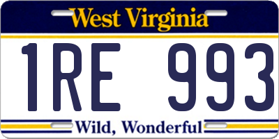 WV license plate 1RE993