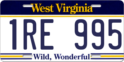 WV license plate 1RE995