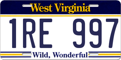 WV license plate 1RE997