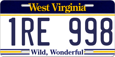 WV license plate 1RE998