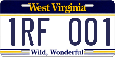WV license plate 1RF001