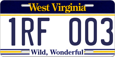 WV license plate 1RF003