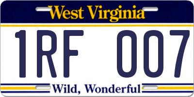 WV license plate 1RF007
