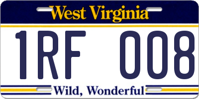 WV license plate 1RF008