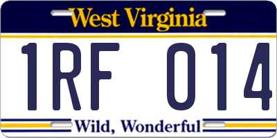 WV license plate 1RF014