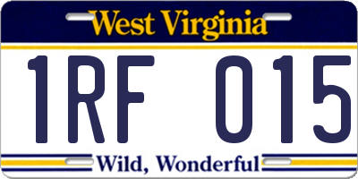 WV license plate 1RF015