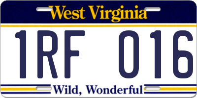 WV license plate 1RF016
