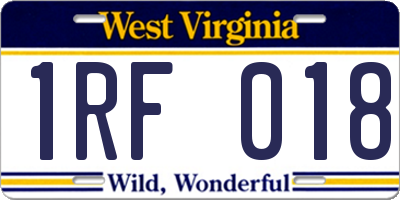 WV license plate 1RF018