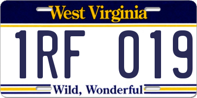 WV license plate 1RF019