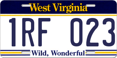 WV license plate 1RF023