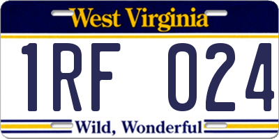 WV license plate 1RF024
