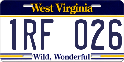 WV license plate 1RF026
