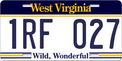 WV license plate 1RF027