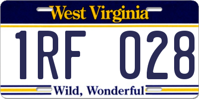 WV license plate 1RF028