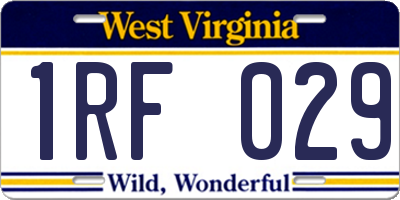 WV license plate 1RF029