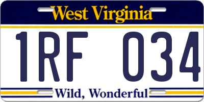 WV license plate 1RF034